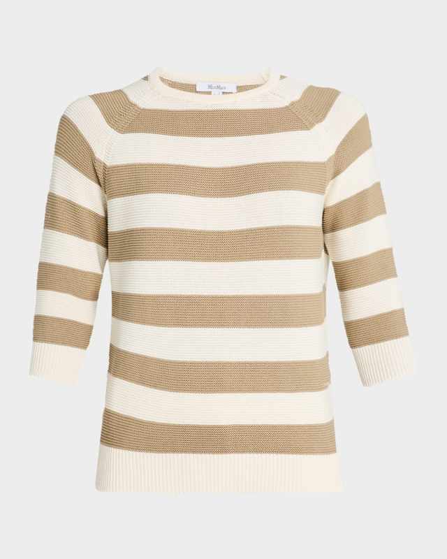 Sante Striped 3/4-Sleeve Cotton Sweater